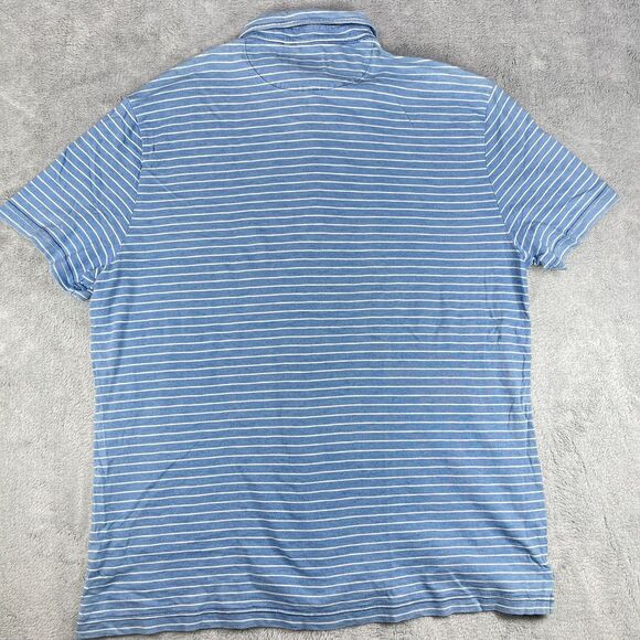Faherty Polo Shirt Men's 2XL Blue Indigo Dyed Striped Performance Short Sleeve - Picture 6 of 9